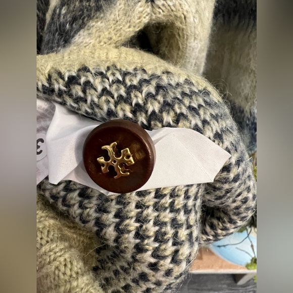 Tory Burch Brushed Plaid Cardigan - Picture 7 of 9